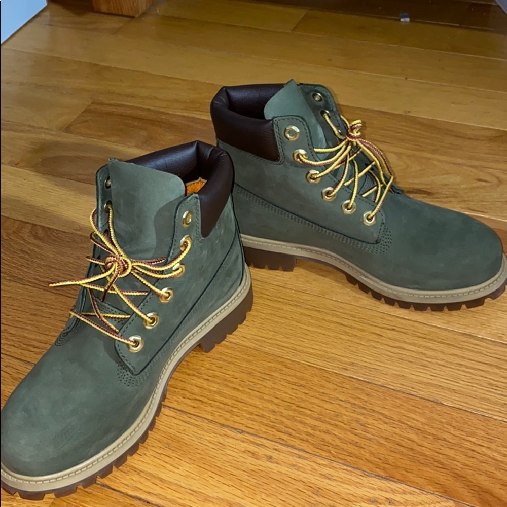 Green timberland boots